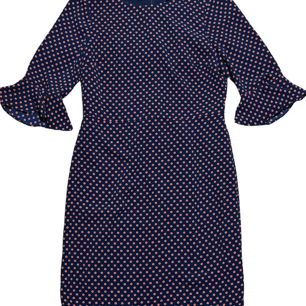 Navy Polka Dot Ruffle Sleeve Dress